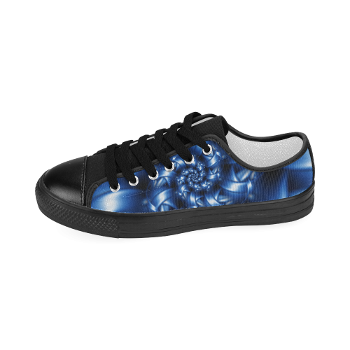 Glossy Blue Spiral Women's Classic Canvas Shoes (Model 018)