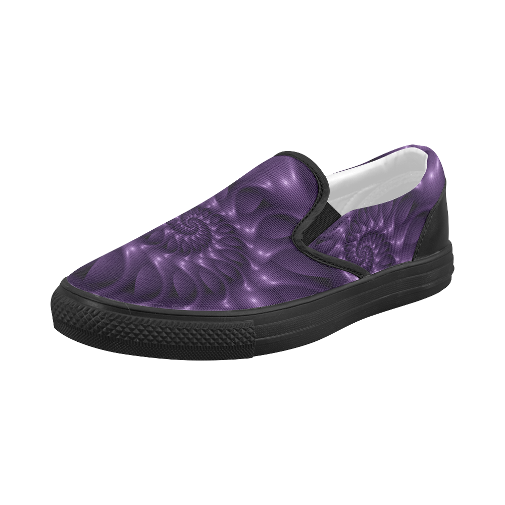 Glossy Purple Spiral Women's Slip-on Canvas Shoes (Model 019)