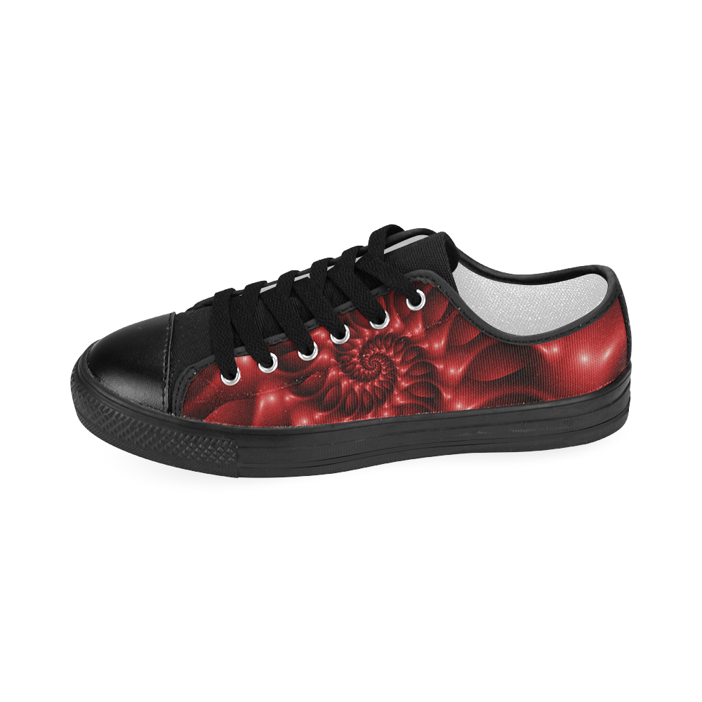 Glossy Red Spiral Women's Classic Canvas Shoes (Model 018)