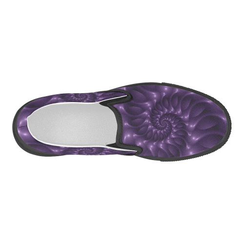 Glossy Purple Spiral Women's Slip-on Canvas Shoes (Model 019)