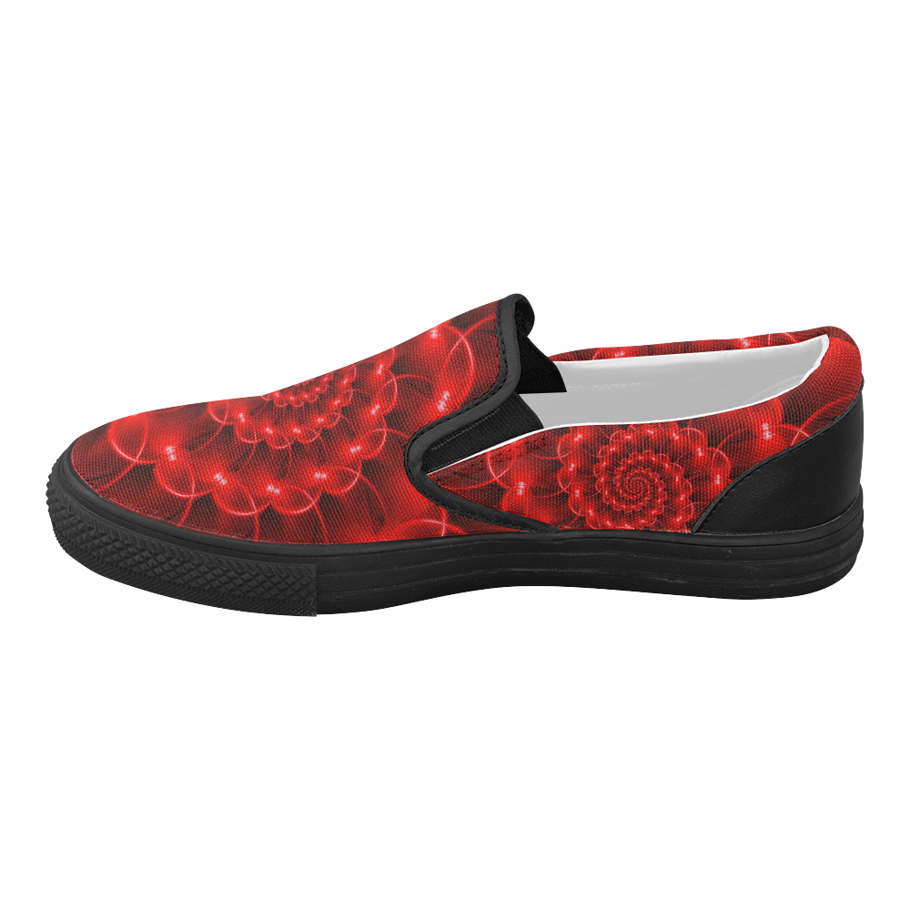 Glossy Red Spiral Women's Slip-on Canvas Shoes (Model 019)