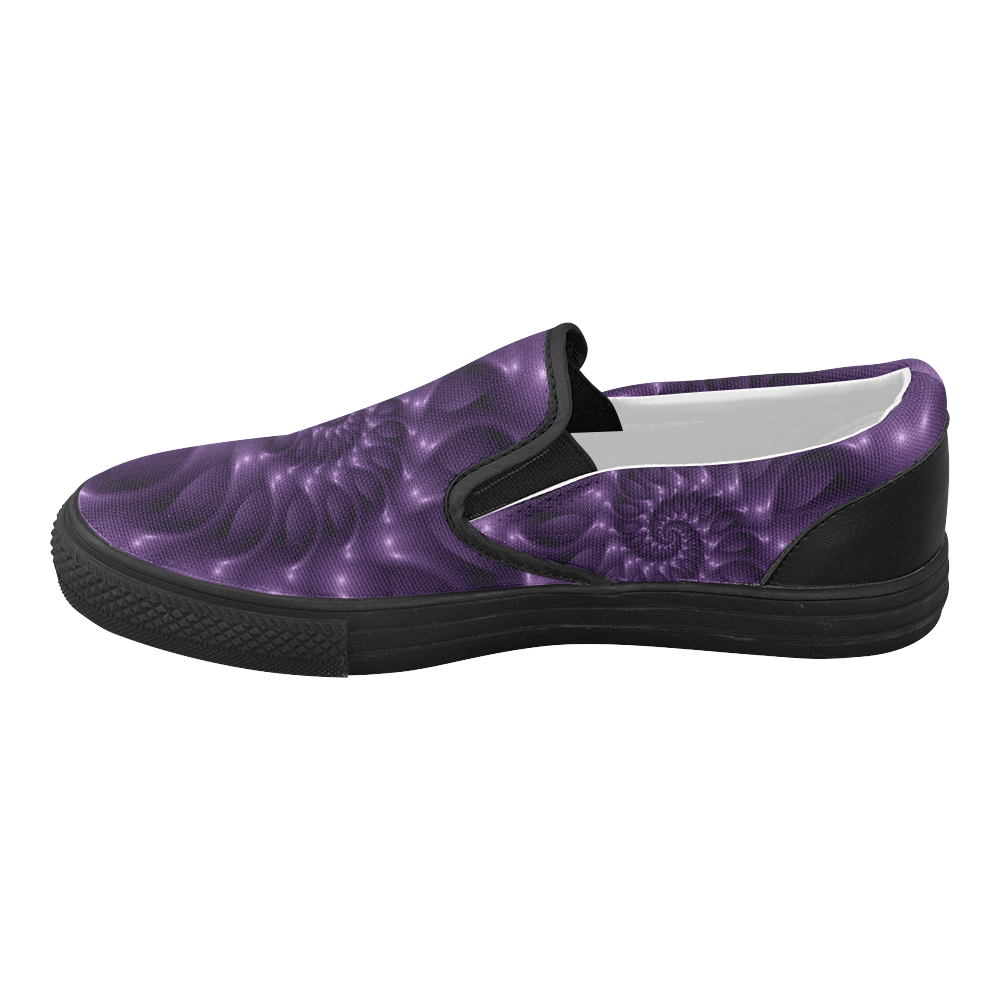 Glossy Purple Spiral Women's Slip-on Canvas Shoes (Model 019)