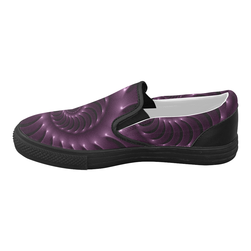 Glossy Plum Purple Spiral Women's Slip-on Canvas Shoes (Model 019)