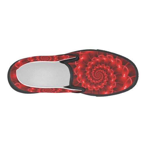 Glossy Red Spiral Women's Slip-on Canvas Shoes (Model 019)