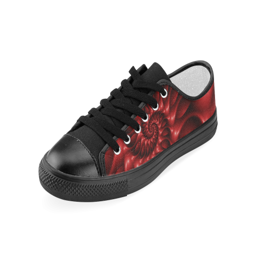 Glossy Red Spiral Women's Classic Canvas Shoes (Model 018)