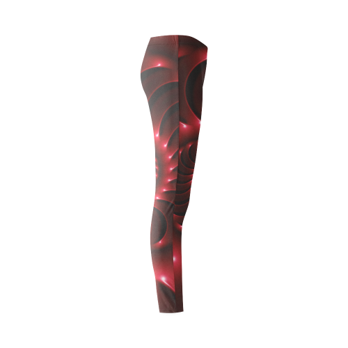 Glossy Red Spiral Cassandra Women's Leggings (Model L01)