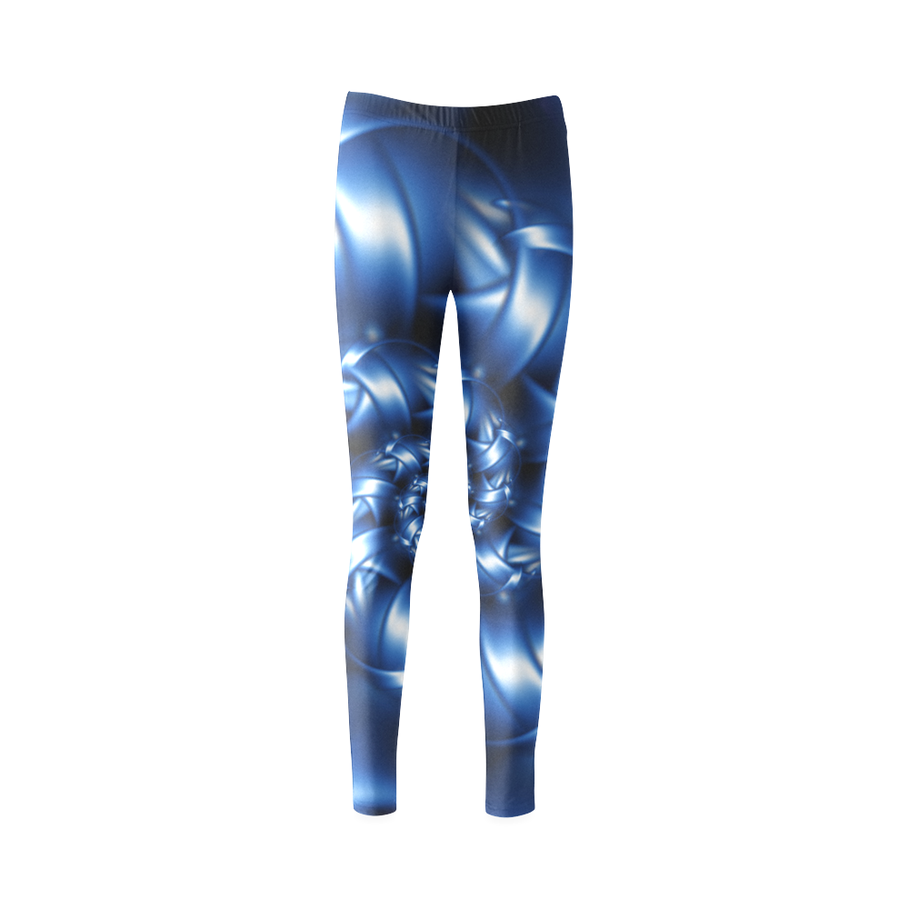 Glossy Blue Spiral Cassandra Women's Leggings (Model L01)