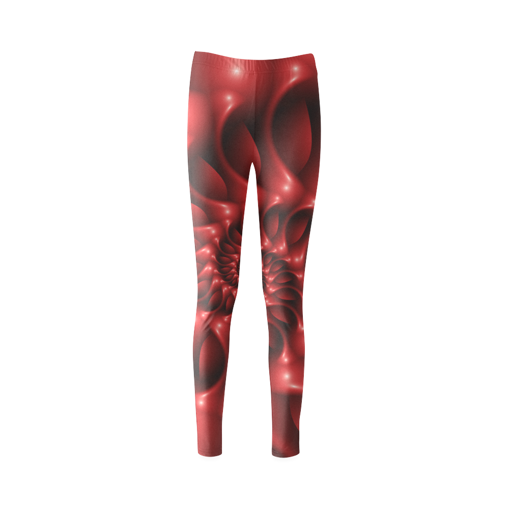 Glossy Red Spiral Cassandra Women's Leggings (Model L01)