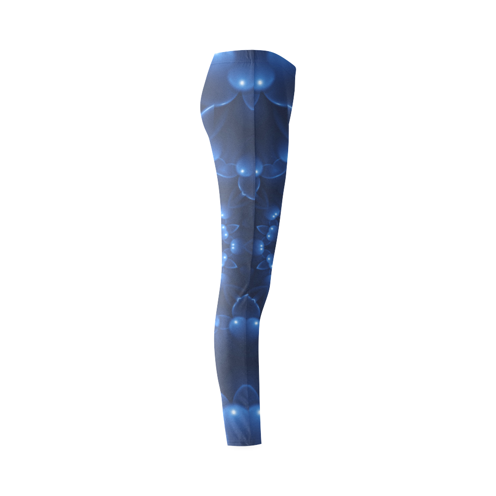 Glossy Blue Spiral Cassandra Women's Leggings (Model L01)