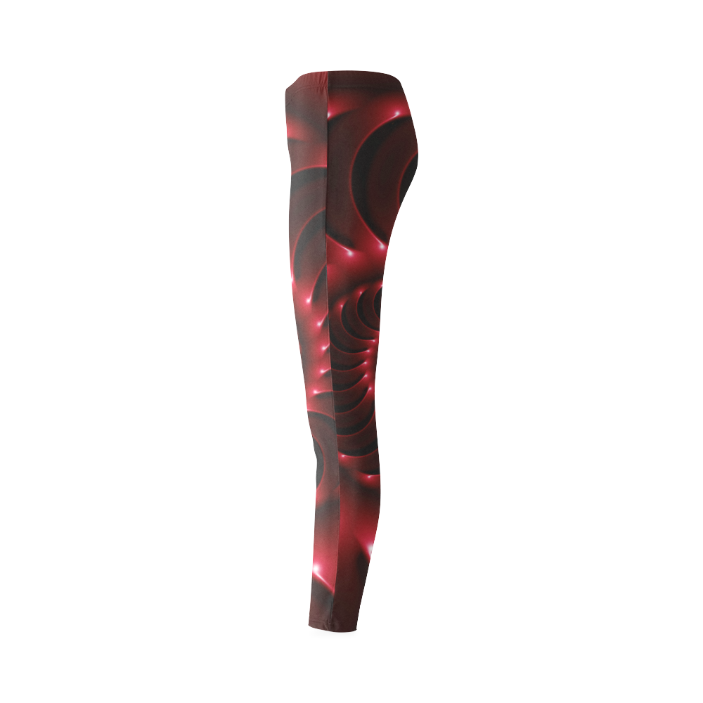 Glossy Red Spiral Cassandra Women's Leggings (Model L01)