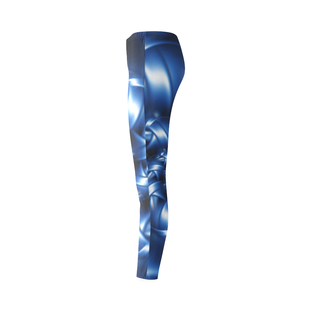 Glossy Blue Spiral Cassandra Women's Leggings (Model L01)