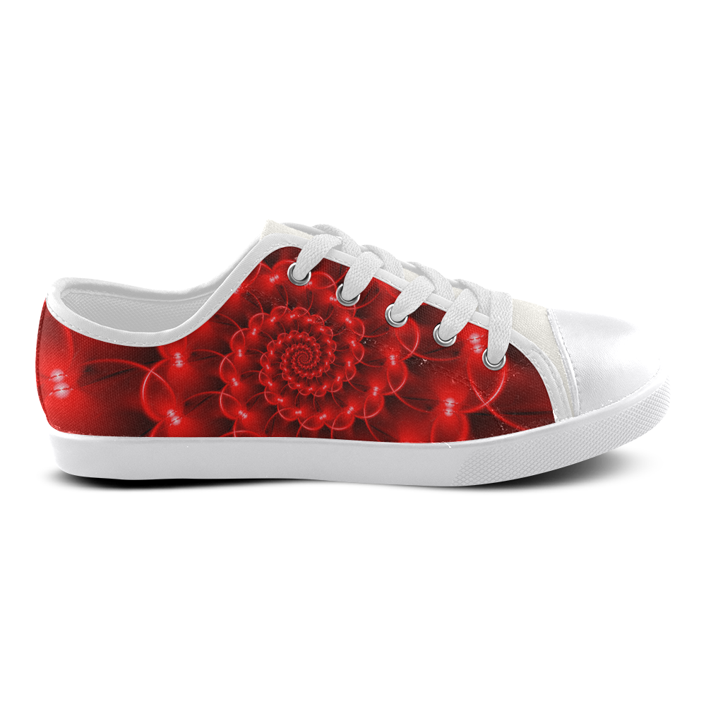 Glossy Red Spiral Canvas Kid's Shoes (Model 016)