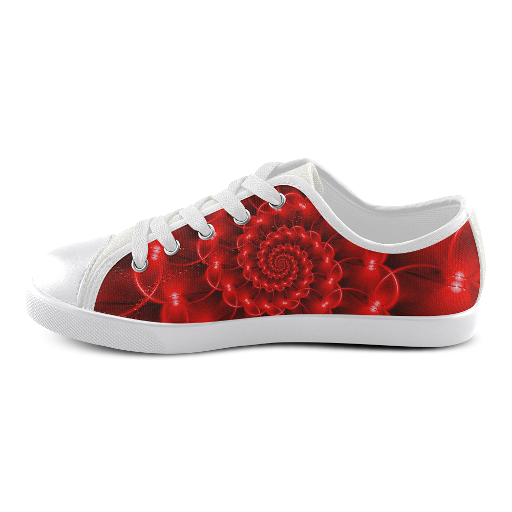 Glossy Red Spiral Canvas Kid's Shoes (Model 016)