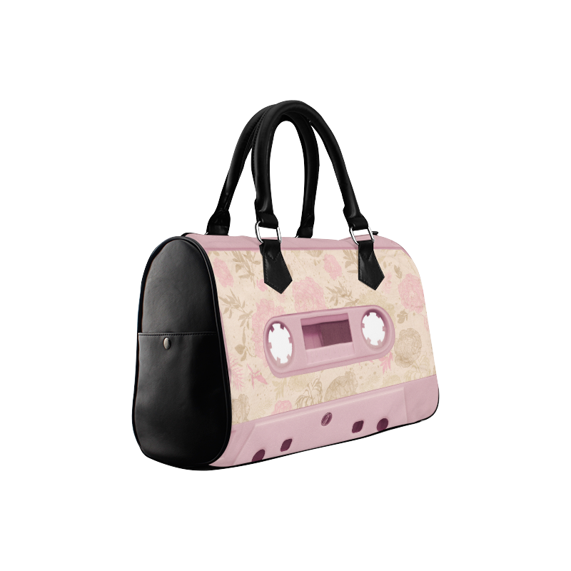 Vintage Retro Soft Pink Cassette Tape Boston Handbag (Model 1621) ID
