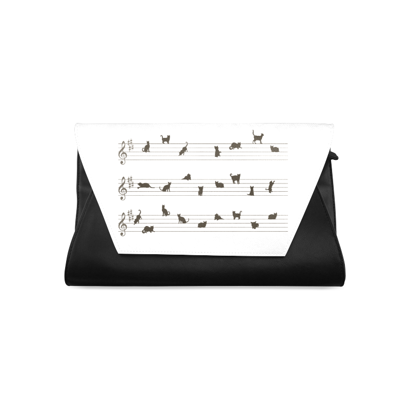 Conceptual Cat Song Musical Notes Clutch Bag (Model 1630)