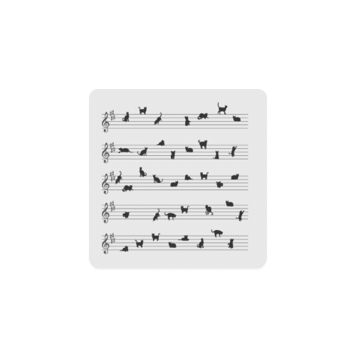 Conceptual Cat Song Musical Notation Square Coaster