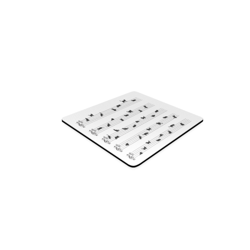 Conceptual Cat Song Musical Notation Square Coaster