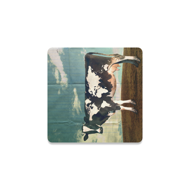 Surreal Dairy Cow World Map Square Coaster