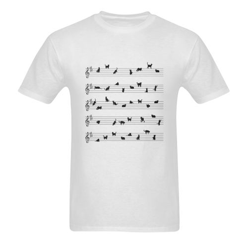 Conceptual Cat Song Music Notation Sheet Music Sunny Men's T- shirt (Model T06)