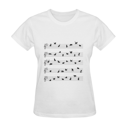Conceptual Cat Song Music Notation Sheet Music Sunny Women's T-shirt (Model T05)