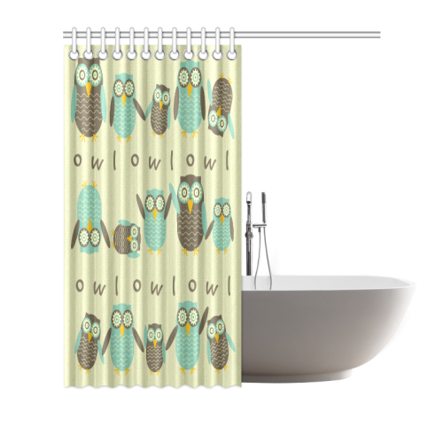 Engergetic Owls Shower Curtain 66"x72"