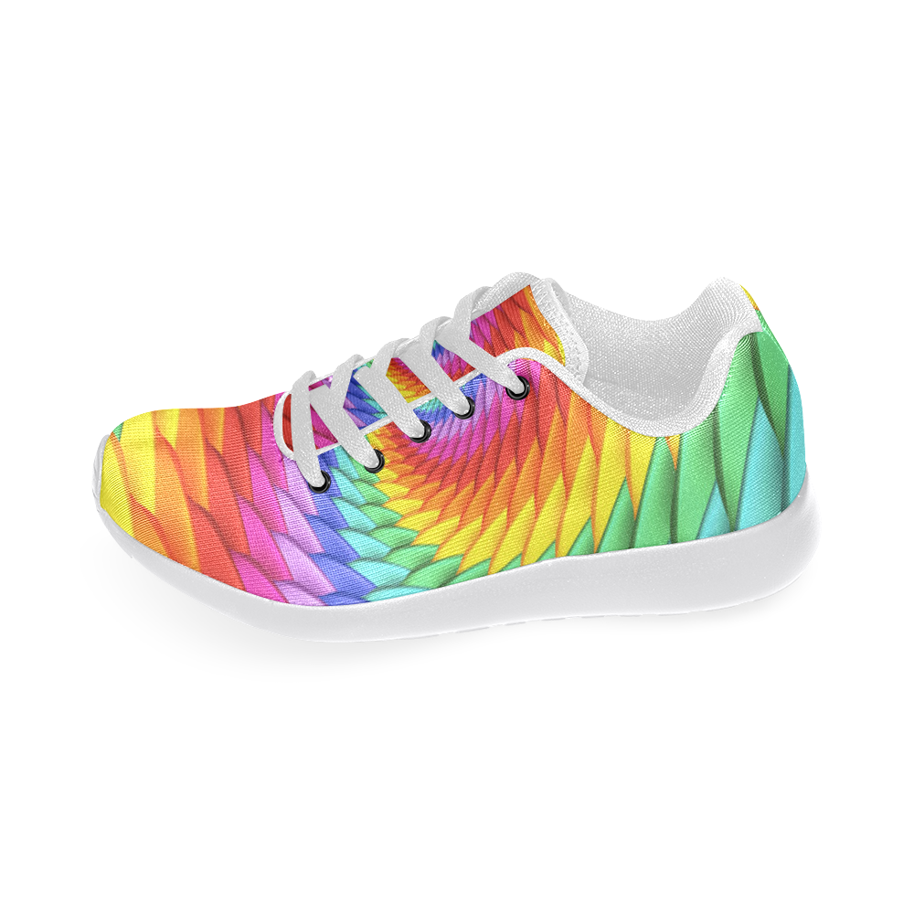 Psychedelic Rainbow Spiral Women’s Running Shoes (Model 020)