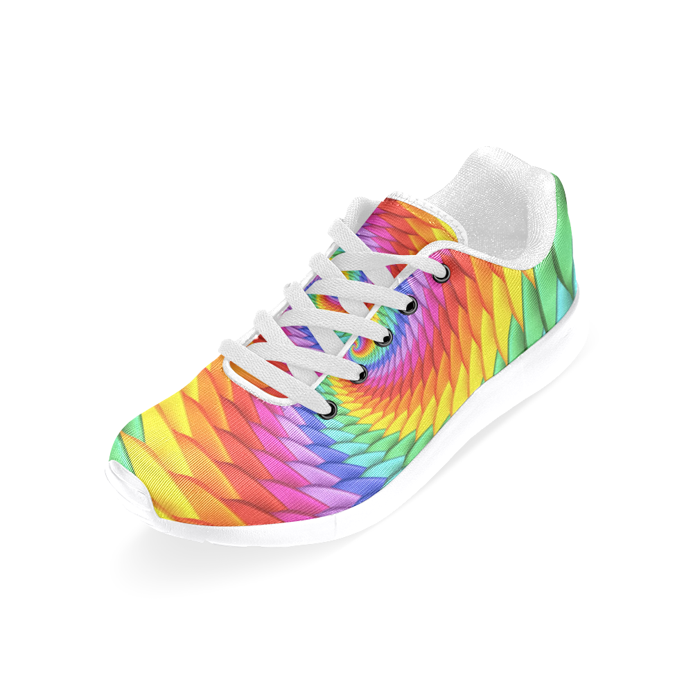 Psychedelic Rainbow Spiral Men’s Running Shoes (Model 020)