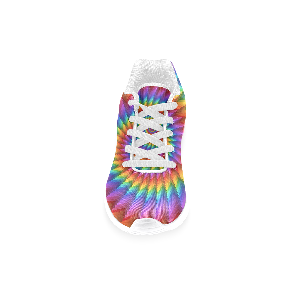 Psychedelic Rainbow Spiral Men’s Running Shoes (Model 020)