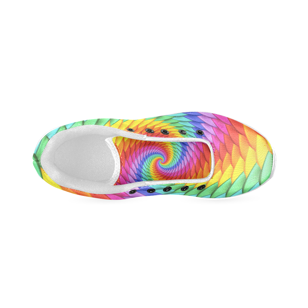 Psychedelic Rainbow Spiral Women’s Running Shoes (Model 020)