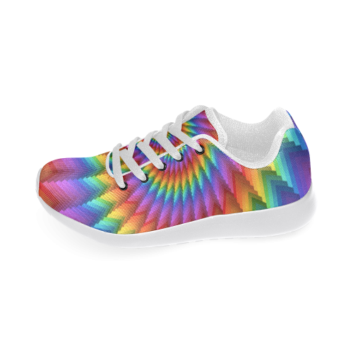 Psychedelic Rainbow Spiral Men’s Running Shoes (Model 020)