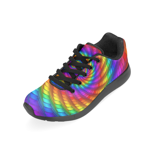 Psychedelic Rainbow Spiral Men’s Running Shoes (Model 020)