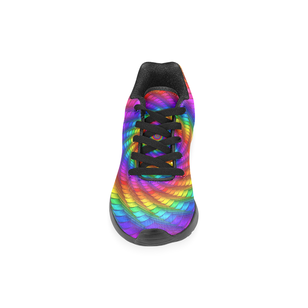 Psychedelic Rainbow Spiral Women’s Running Shoes (Model 020)