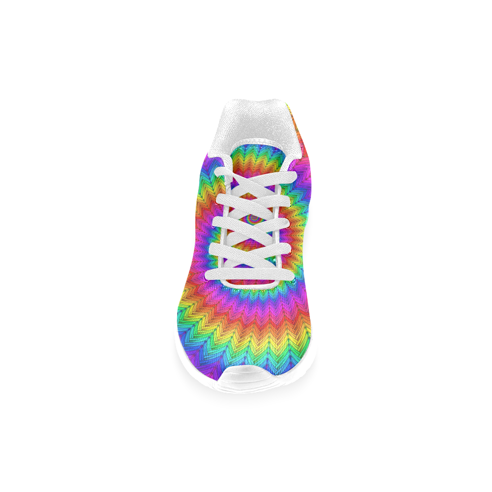 Psychedelic Rainbow Spiral Women’s Running Shoes (Model 020)