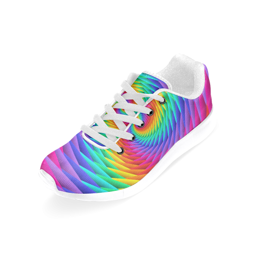 Psychedelic Rainbow Spiral Men’s Running Shoes (Model 020)