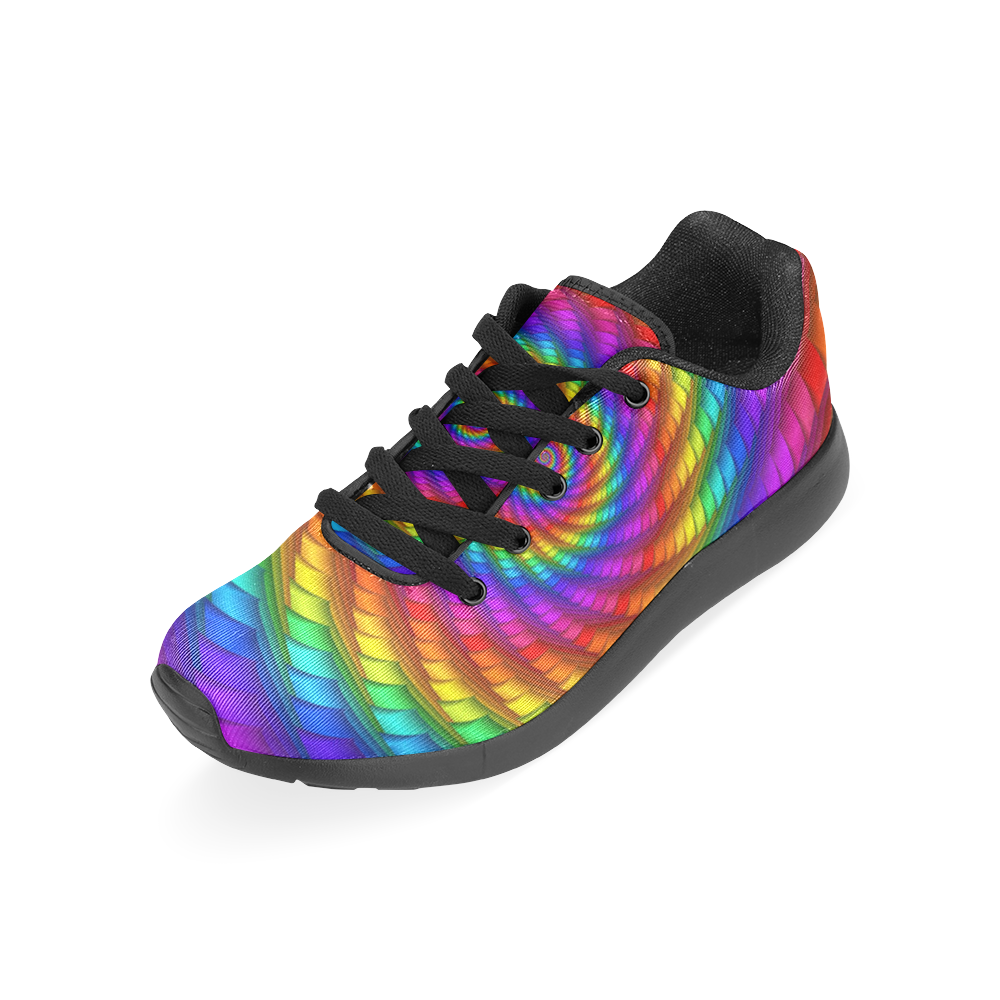 Psychedelic Rainbow Spiral Women’s Running Shoes (Model 020)