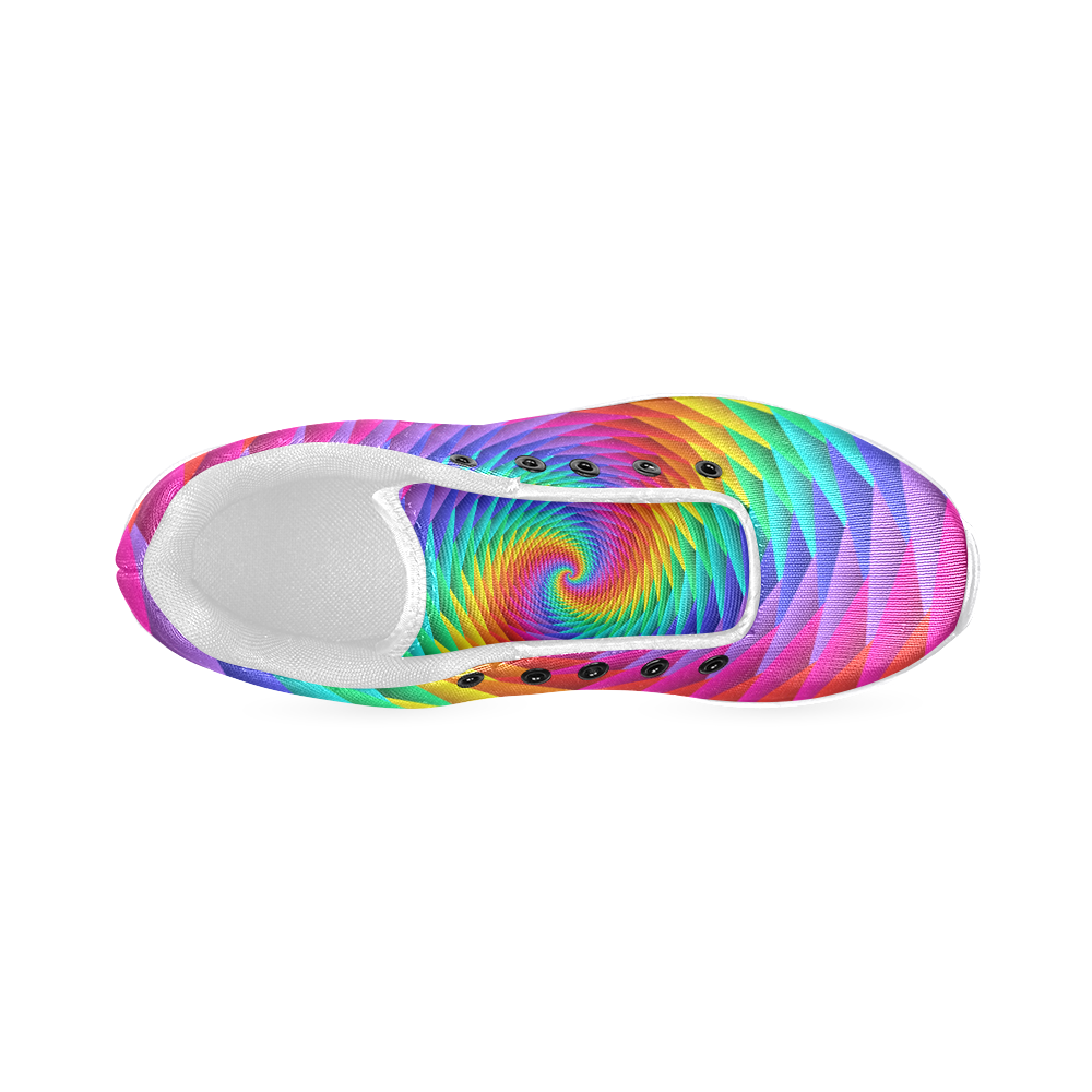 Psychedelic Rainbow Spiral Men’s Running Shoes (Model 020)