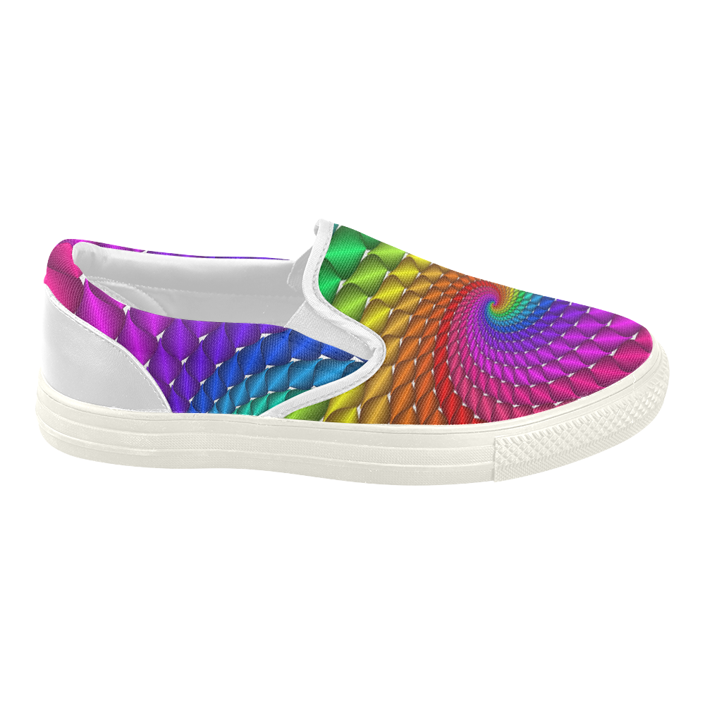 Psychedelic Rainbow Spiral Women's Slip-on Canvas Shoes (Model 019)