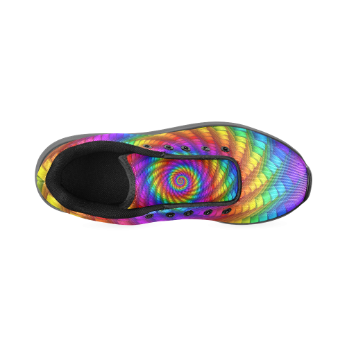 Psychedelic Rainbow Spiral Men’s Running Shoes (Model 020)