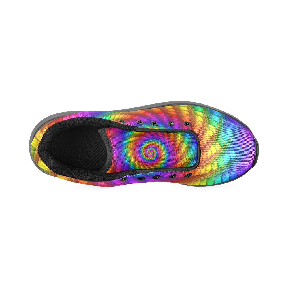 Psychedelic Rainbow Spiral Women’s Running Shoes (Model 020)