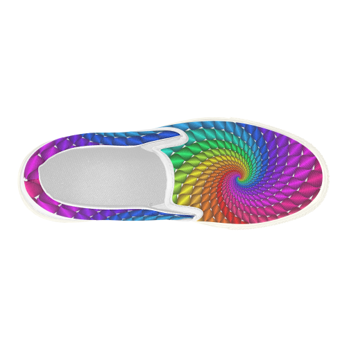 Psychedelic Rainbow Spiral Women's Slip-on Canvas Shoes (Model 019)