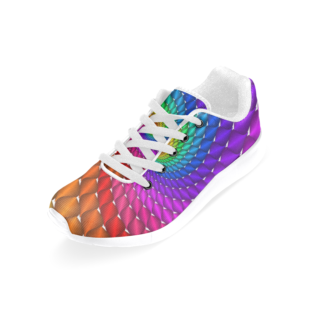 Psychedelic Rainbow Spiral Men’s Running Shoes (Model 020)