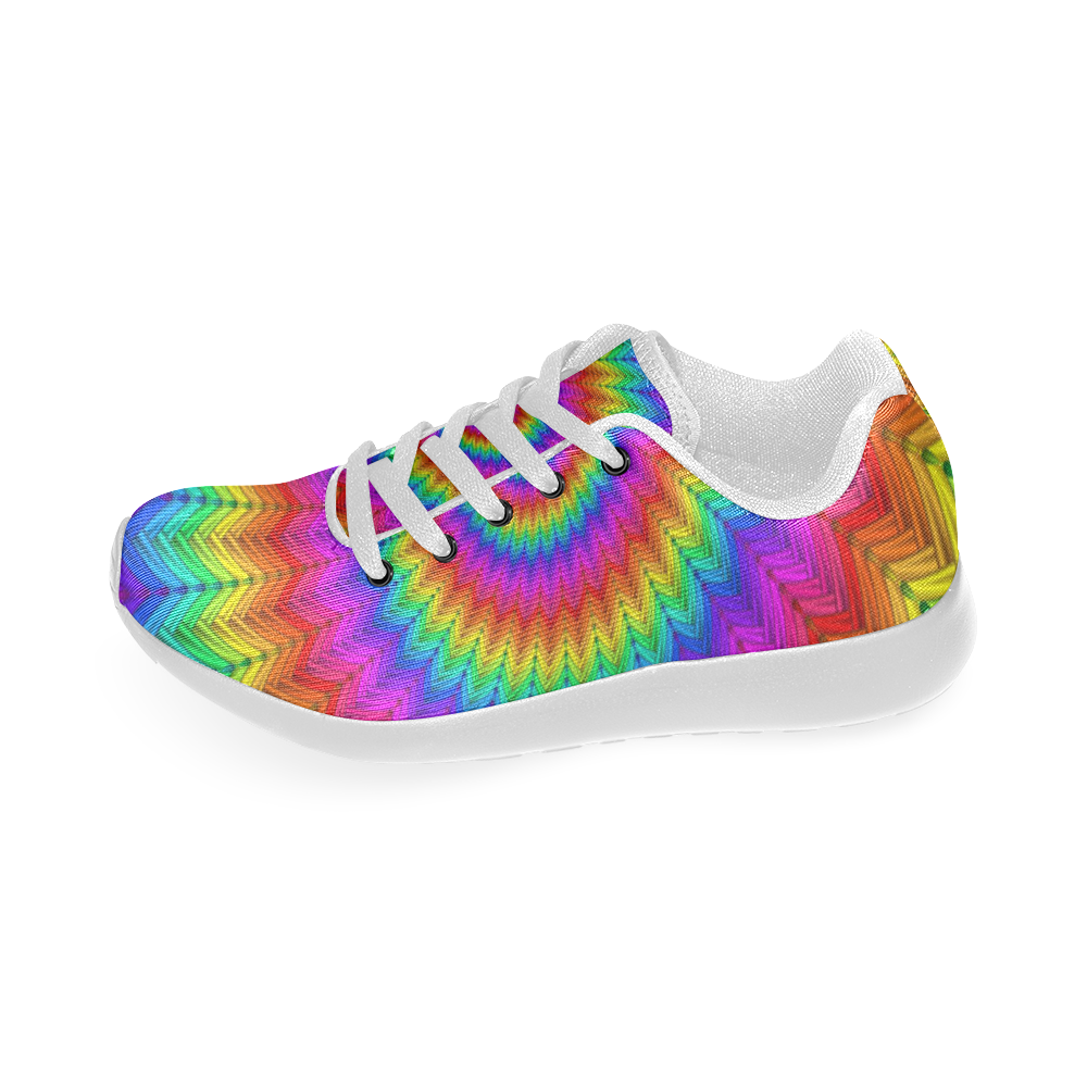 Psychedelic Rainbow Spiral Women’s Running Shoes (Model 020)