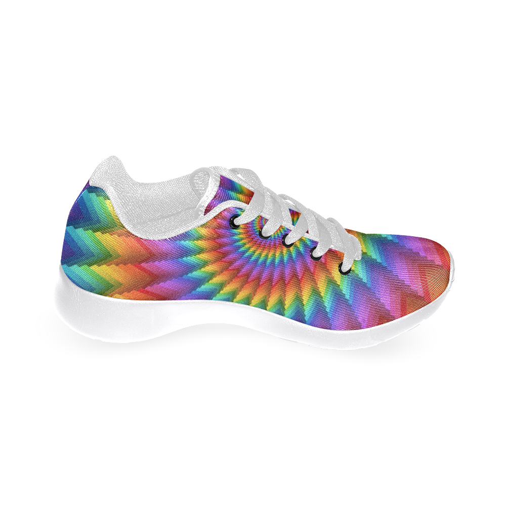 Psychedelic Rainbow Spiral Men’s Running Shoes (Model 020)