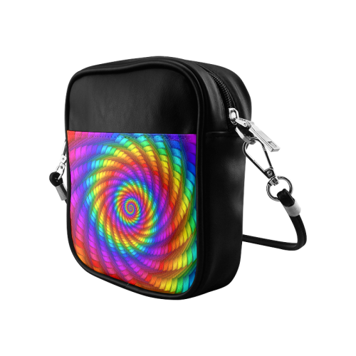 Psychedelic Rainbow Spiral Sling Bag (Model 1627)