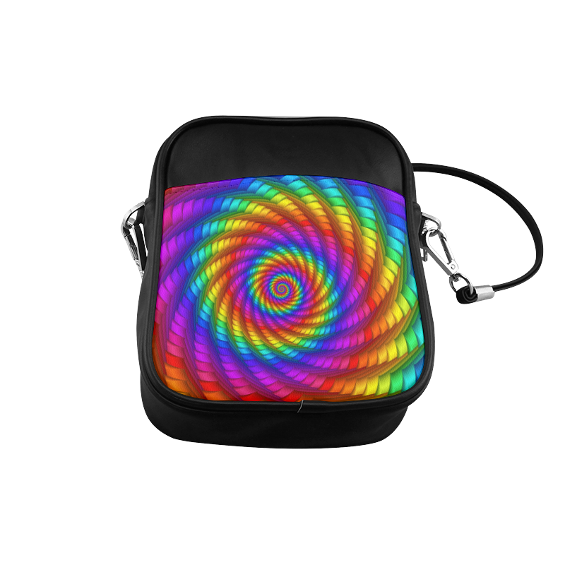 Psychedelic Rainbow Spiral Sling Bag (Model 1627)