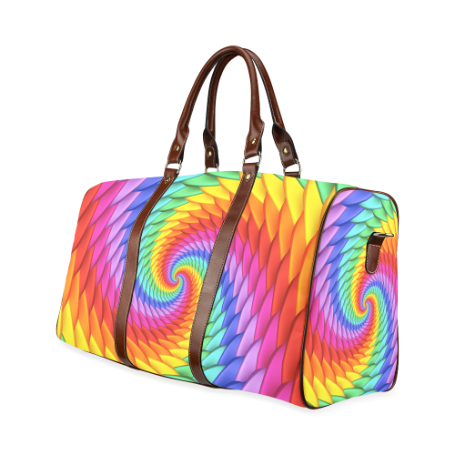Psychedelic Rainbow Spiral Waterproof Travel Bag/Large (Model 1639)