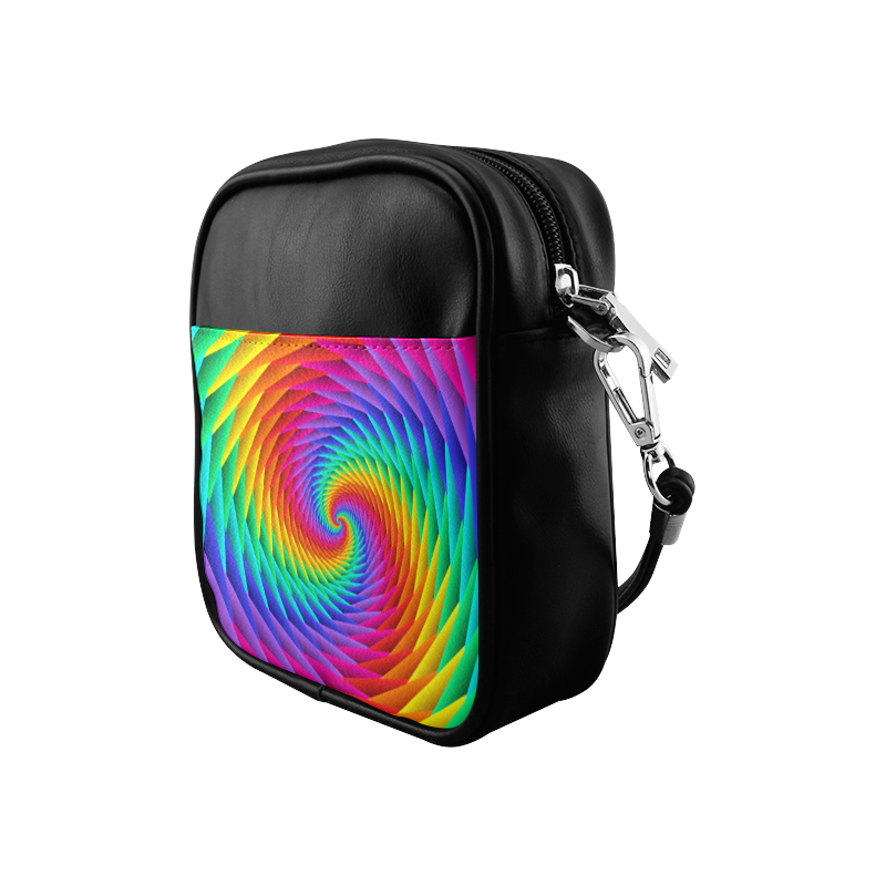 Psychedelic Rainbow Spiral Sling Bag (Model 1627)