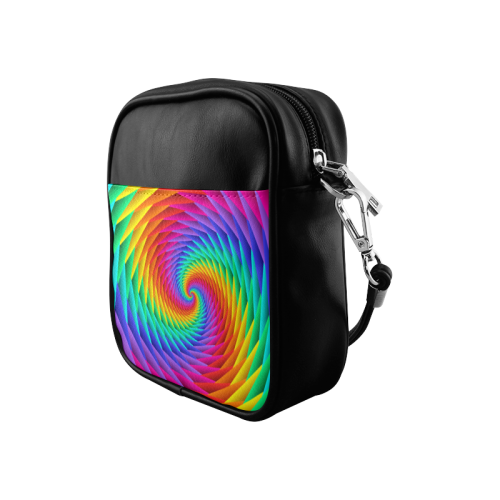 Psychedelic Rainbow Spiral Sling Bag (Model 1627)