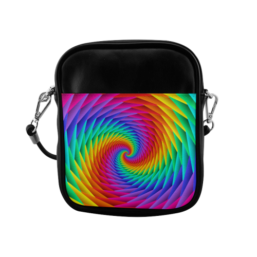 Psychedelic Rainbow Spiral Sling Bag (Model 1627)