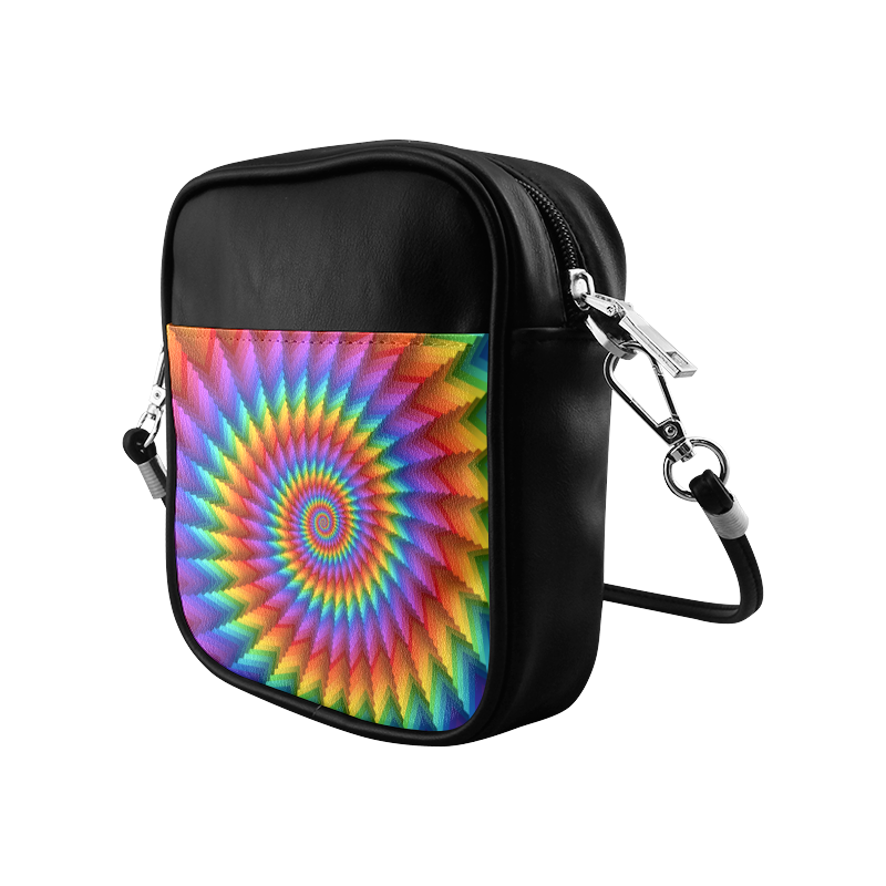 Psychedelic Rainbow Spiral Sling Bag (Model 1627)